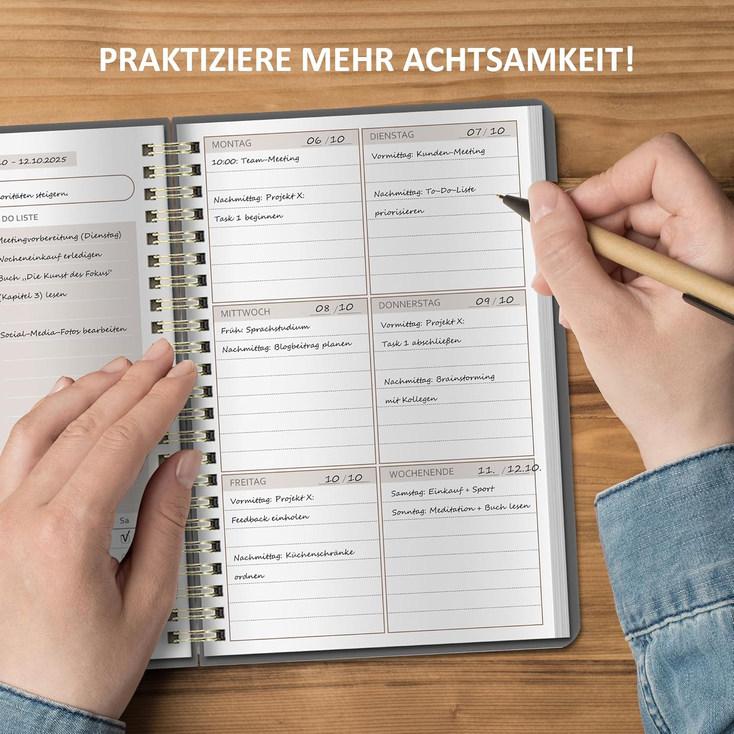 Thumbnail 6 de BIROYAL Undatierter Wochenplaner 2026 – A5 Ringbuch Kalender mit To-Do-Liste, Hardcover