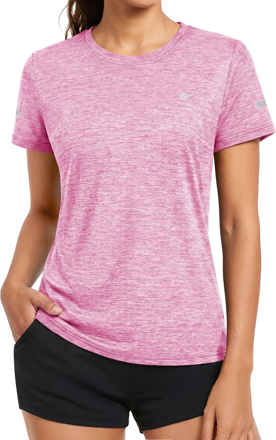 Detalle de KEFITEVD Women's Short Sleeve Gym T-Shirt: Lightweight Quick-Dry Activewear for Training