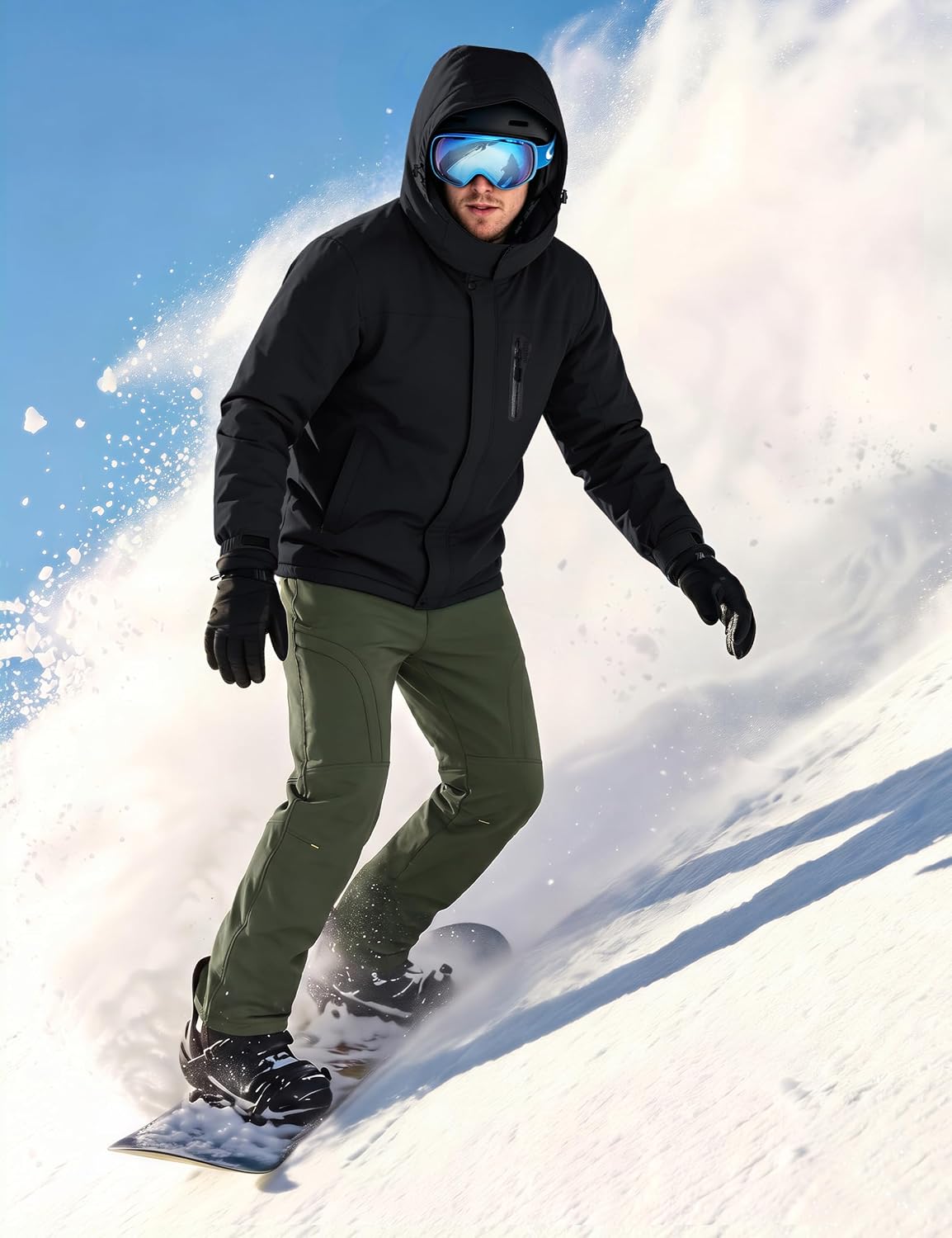 Detalle 2 de MAGCOMSEN Men's Ski Jacket, Fleece-Lined Water-Resistant Snowboard Hoodie