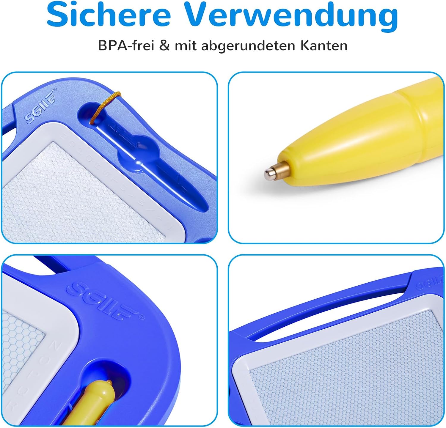 Thumbnail 3 de SGILE magnetische Maltafel Zaubertafel Kinder (blau) – mit Stift, 3 magnetischen Stempeln, ab 2 Jahren