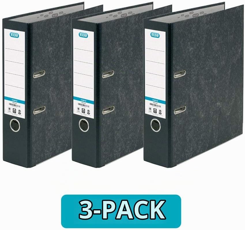 Detalle de Elba 400129085 pärmar, 3-pack A4, svart med 56 mm arkiveringskapacitet