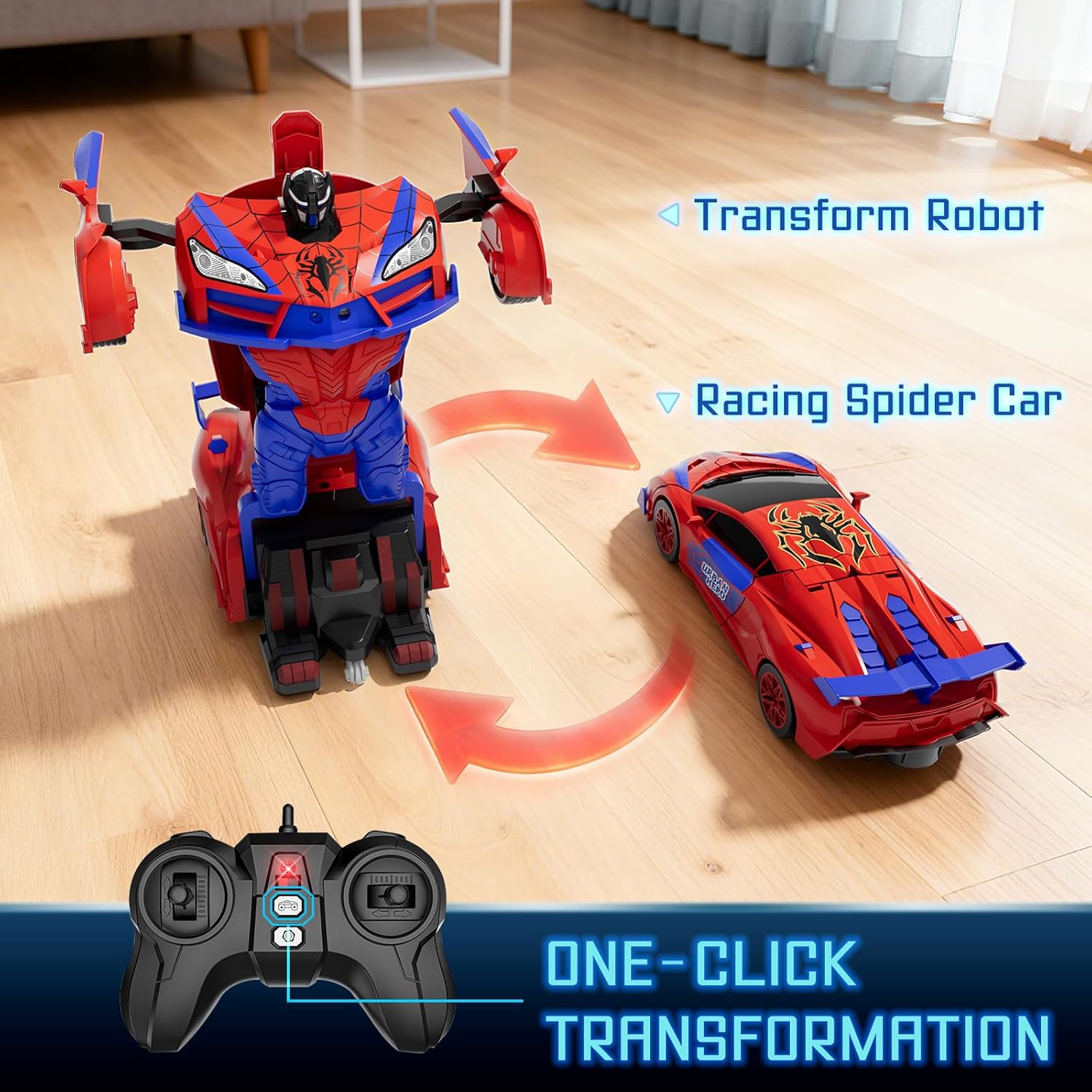 Thumbnail 1 de Qumcou Spider Toys: One-Button Transforming Spider Hero RC Car