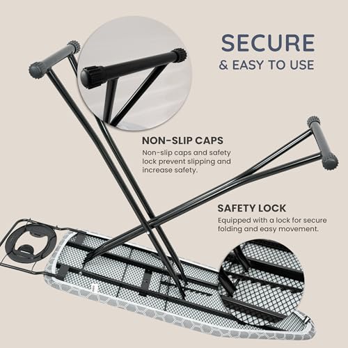 Detalle de CUQOO Ironing Board 122x38cm with 2 Covers: Stable, Height-Adjustable and Heavy-Duty