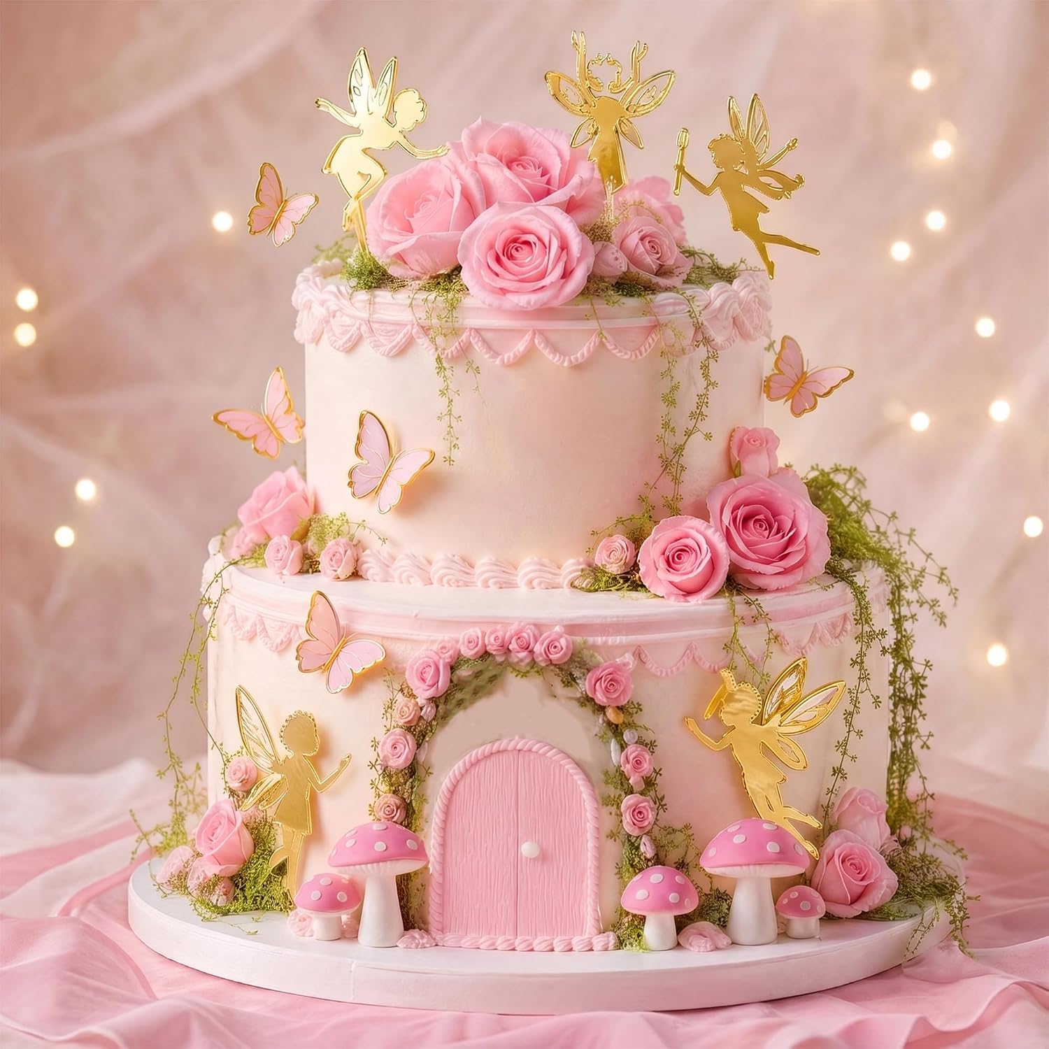 Detalle de LEFUBABY LEAF-LS-26-LJJ-CC007 Fairy Cake Topper Set, Pink Acrylic, 26 Count