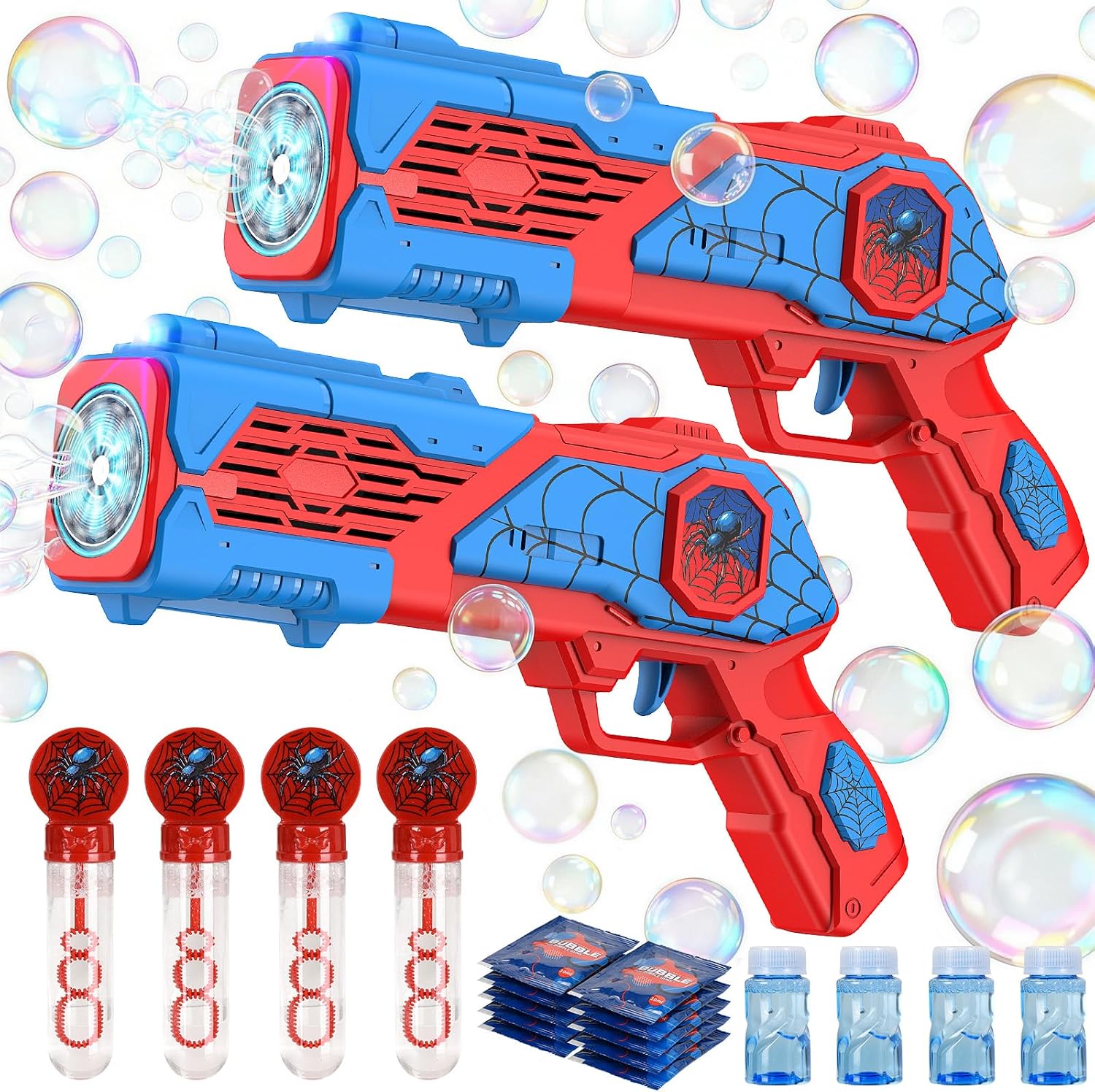 Detalle de HtZestToysiop US-HTFD-010 Spider Bubble Gun Set, 2 Guns with LED Lights