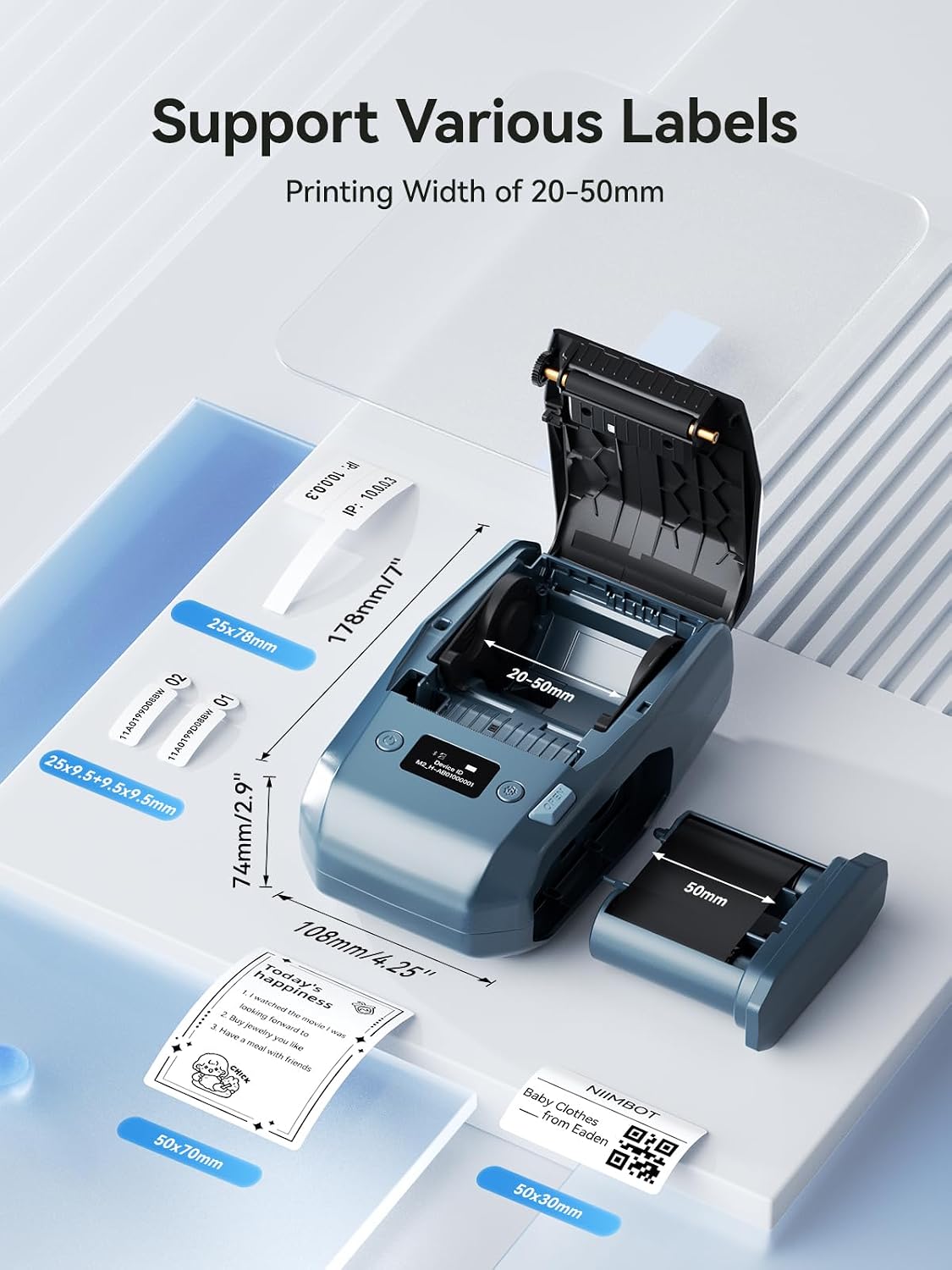 Thumbnail 5 de NIIMBOT M2 Thermal Transfer Label Maker, Blue, 300 DPI, Bluetooth