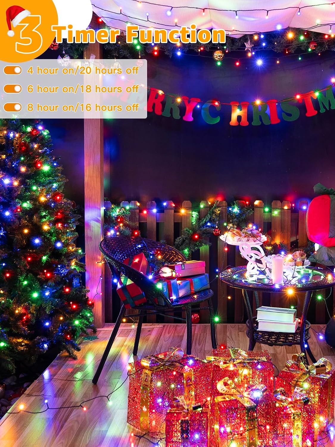 Detalle 2 de BrightChristmas NYA0200J 200 LED Christmas Lights, 66 ft, Multicolour