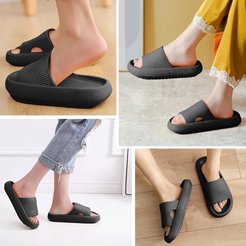 Detalle de BHFRGAS Sliders Cloud Slippers Women Men – Non-Slip Thick Sole Cloud Sliders (UK 5-5.5)