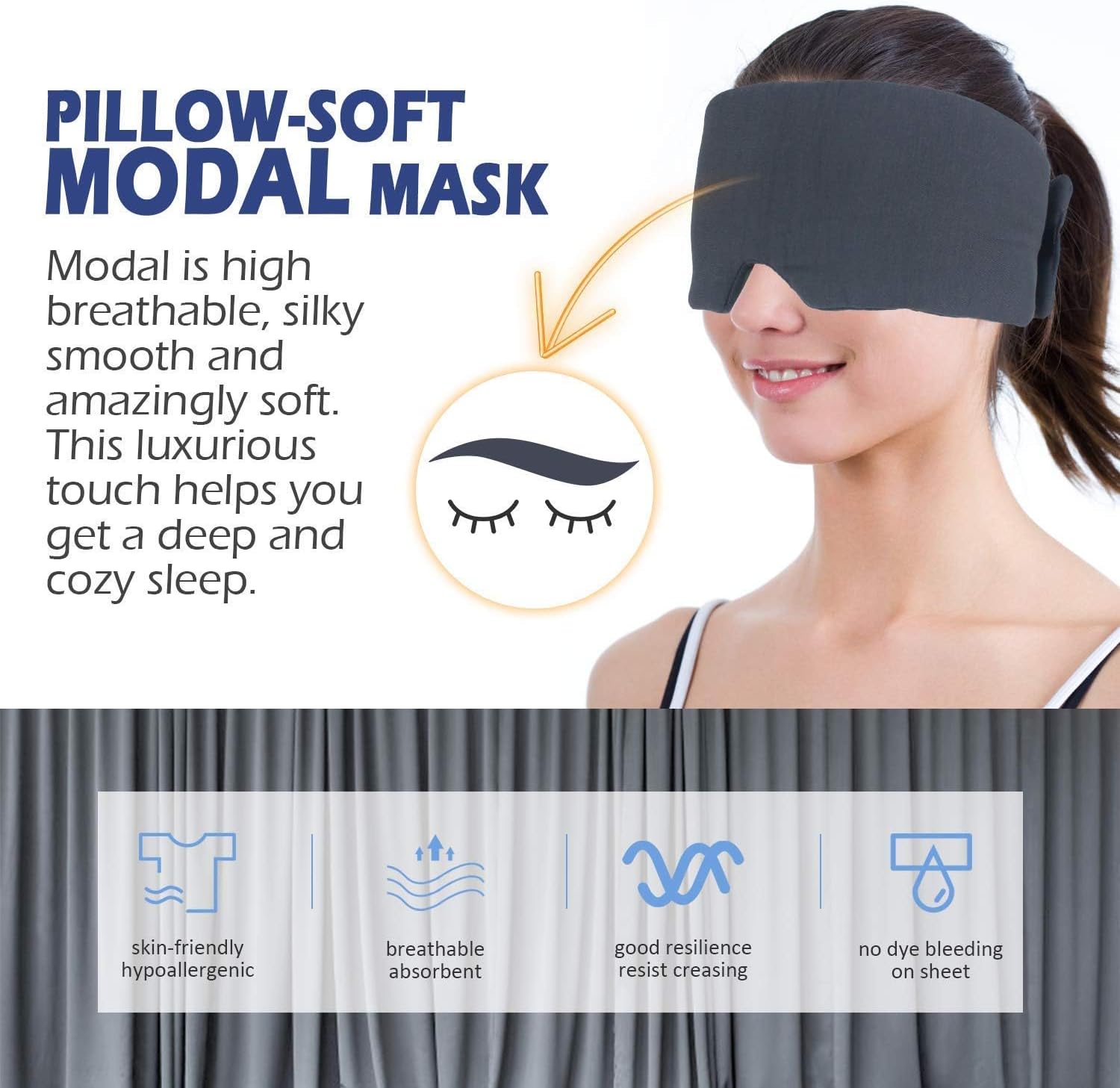 Detalle 2 de Mavogel Sleep Mask skin‑friendly modal, fully adjustable
