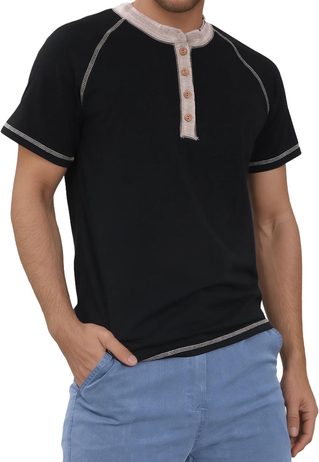 Detalle de BWBIKE T-Shirt Uomo Henley, maniche corte S