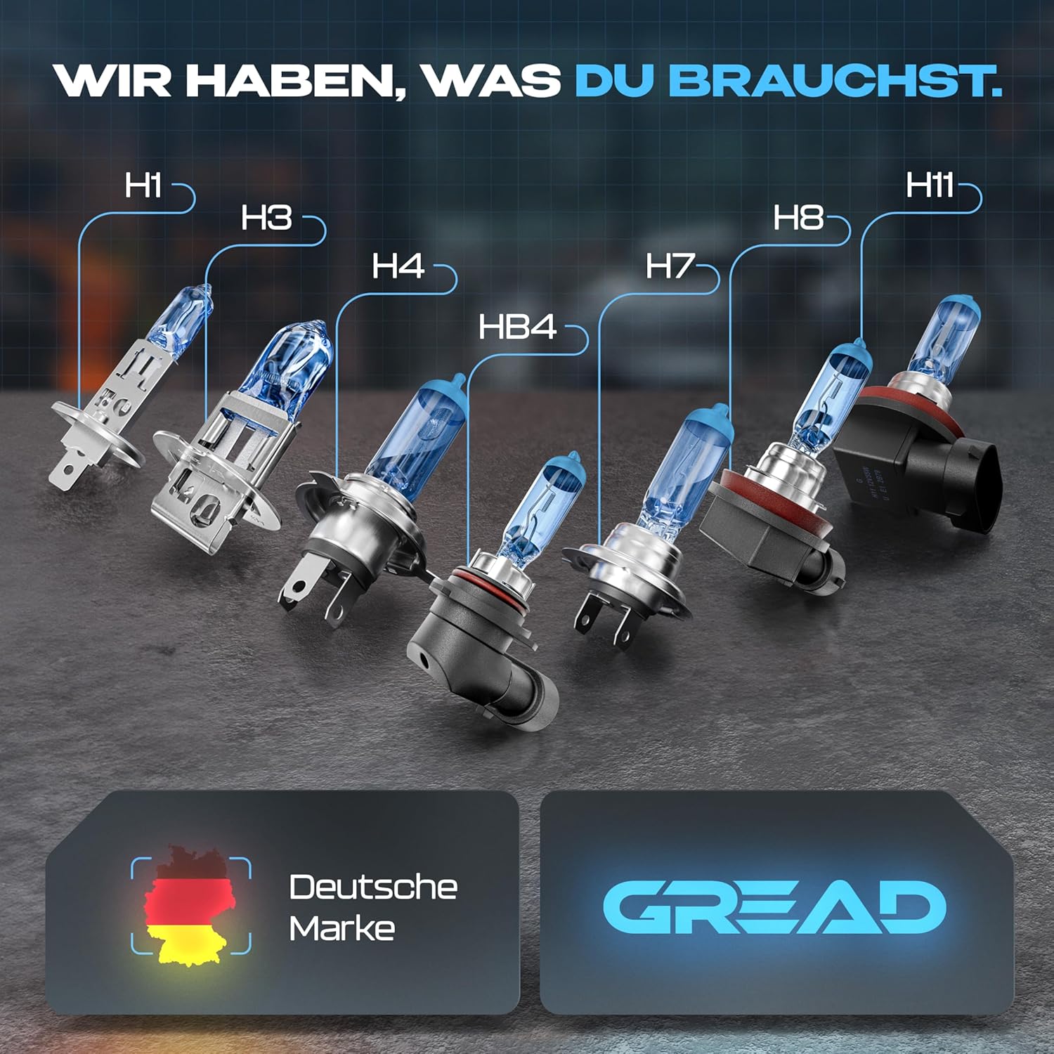 Thumbnail 6 de Gread 2x H4 Frontscheinwerfer Halogenlampen superwhite (8500K, 55W) – eintragungsfrei