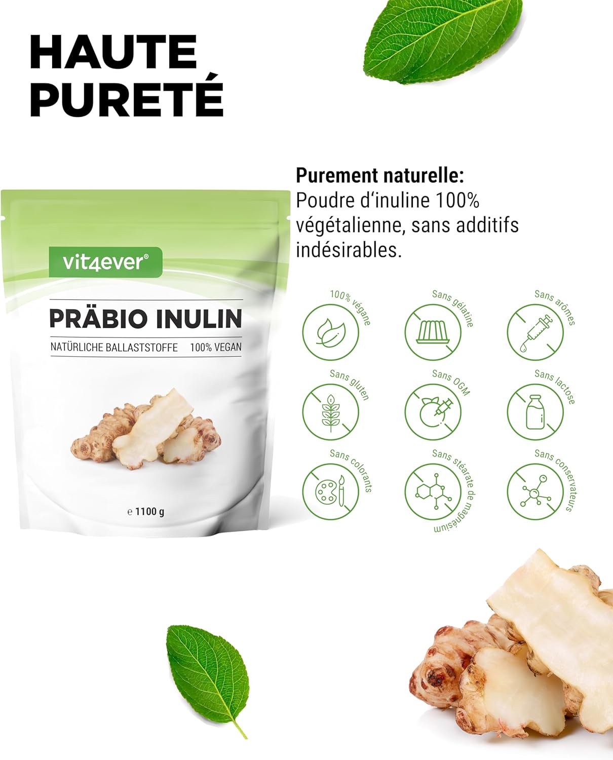 Detalle de Poudre d'inuline prébio 1100 g - fibre élevée