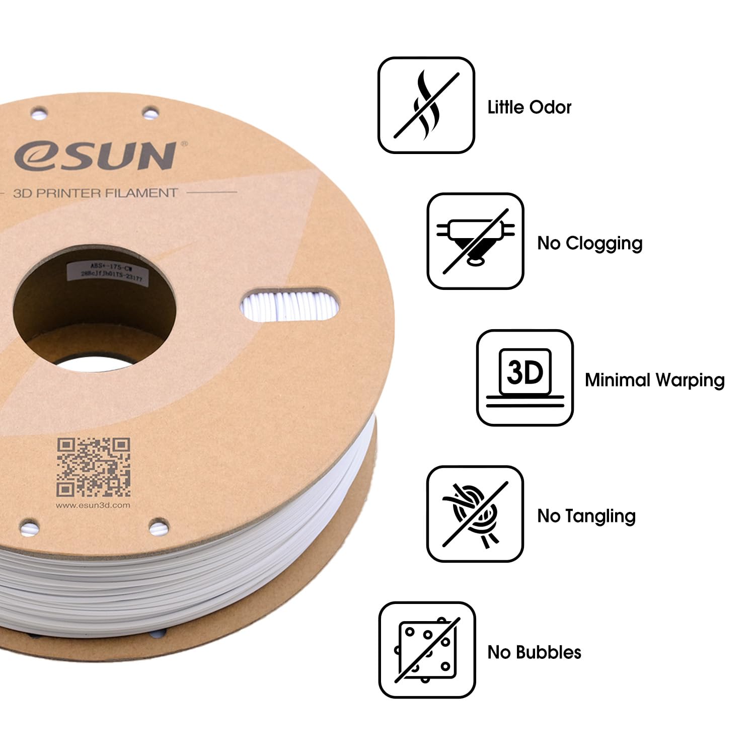 Detalle 2 de eSUN ABS+ Filament 1kg 1.75mm Kaltes Weiß