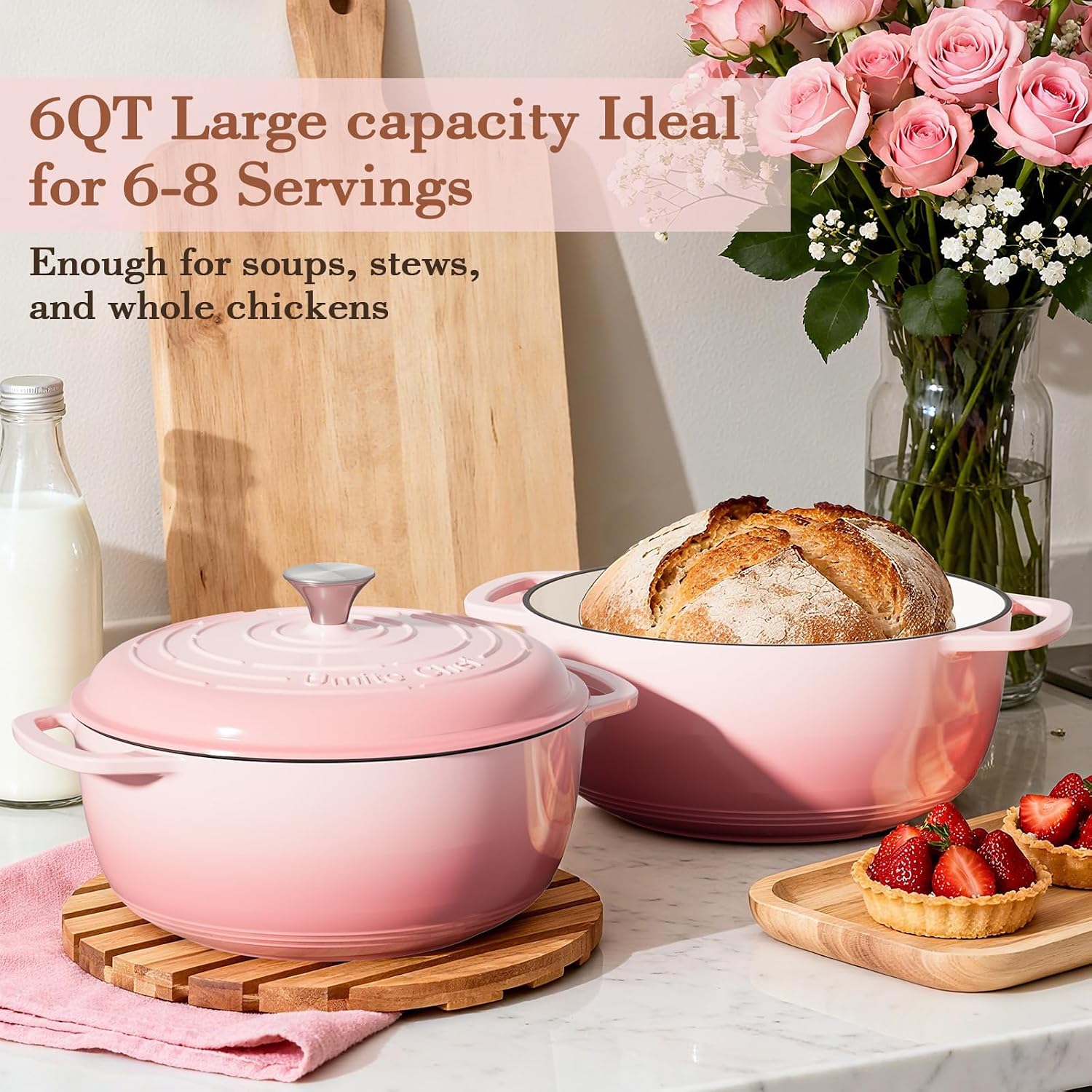 Detalle de Umite Chef 6QT Enameled Cast Iron Dutch Oven with Lid