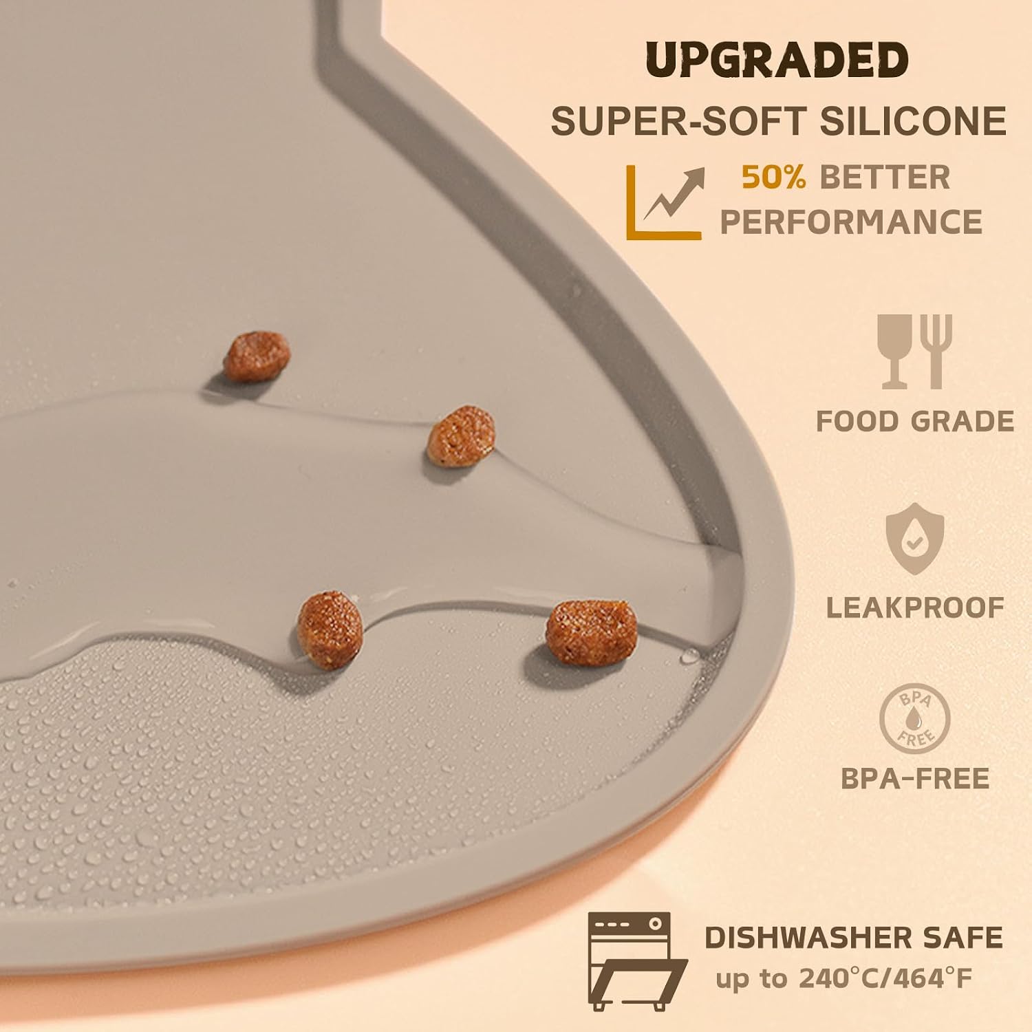 Thumbnail 2 de Cat Food Mat: Silicone Non-Slip, Waterproof Feeding Mat (44x25 cm) for Cats and Dogs