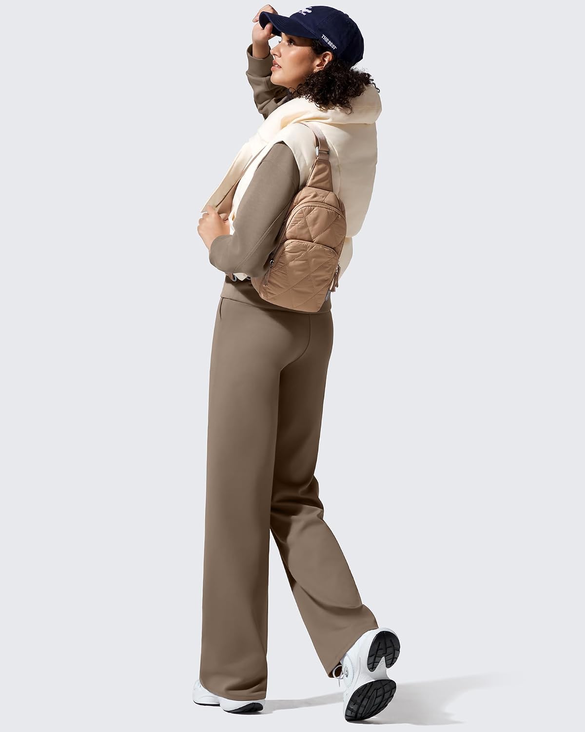Detalle de G4Free Fleece-Lined Wide-Leg Pants for Women, Stretch Fabric and Pockets