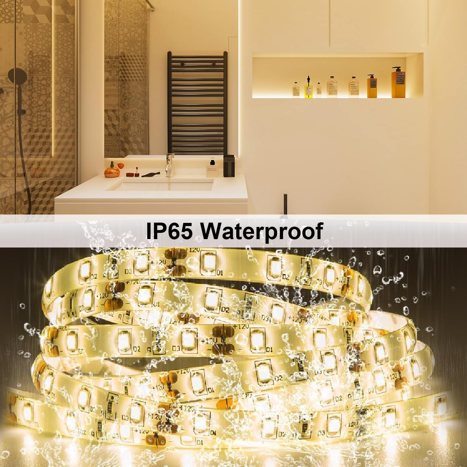 Detalle de Tasodin 5 LED Strip Light, 16.4 ft, 300 Warm White LEDs, IP65