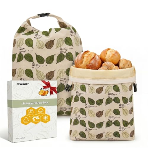 Detalle de Fruzmzk Sacs à Pain Réutilisables en Cire d'Abeille 43 × 33 cm – Lot de 2
