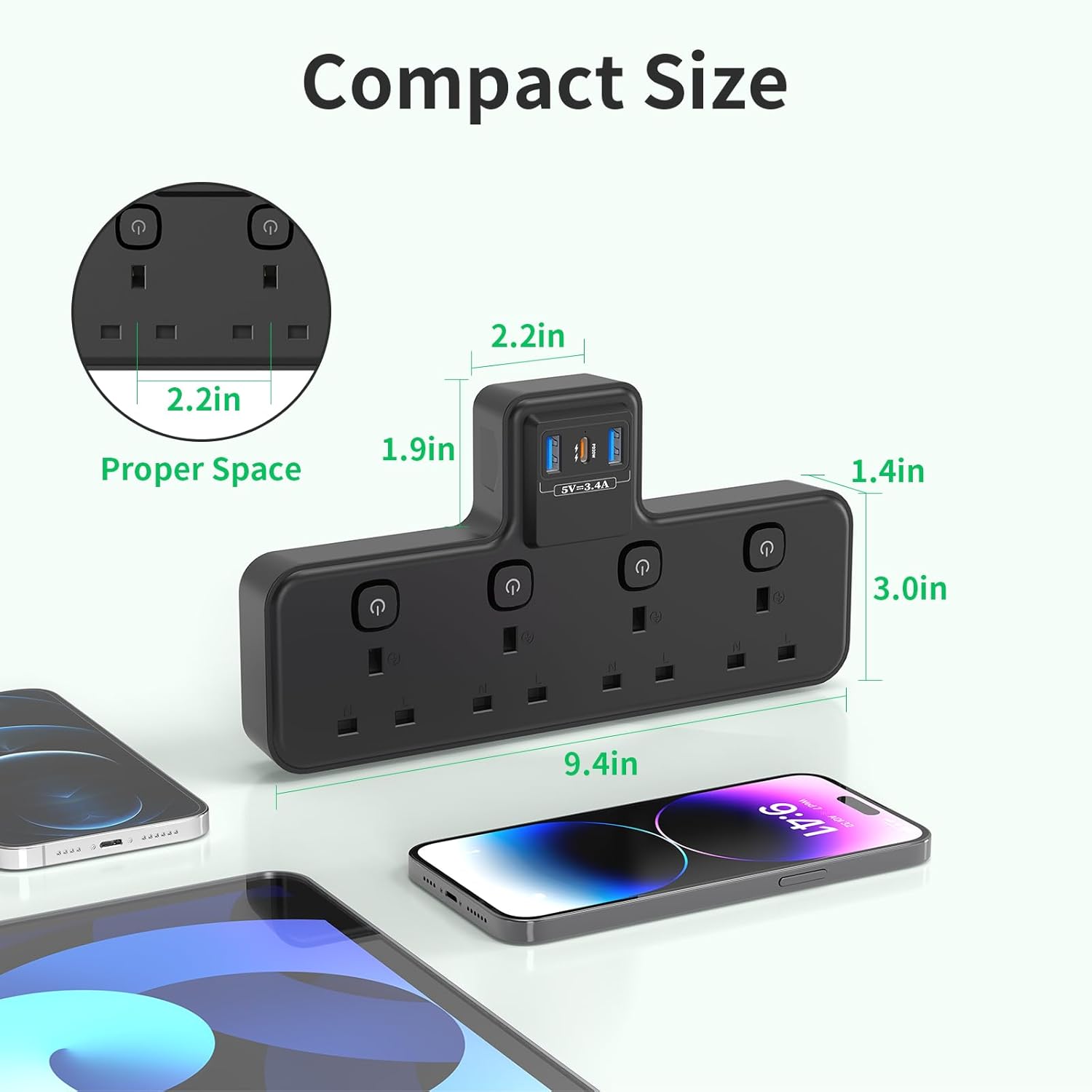Thumbnail 6 de PASSUS Multi Plug Extension Socket 3250W with PD20W USB-C ๐
