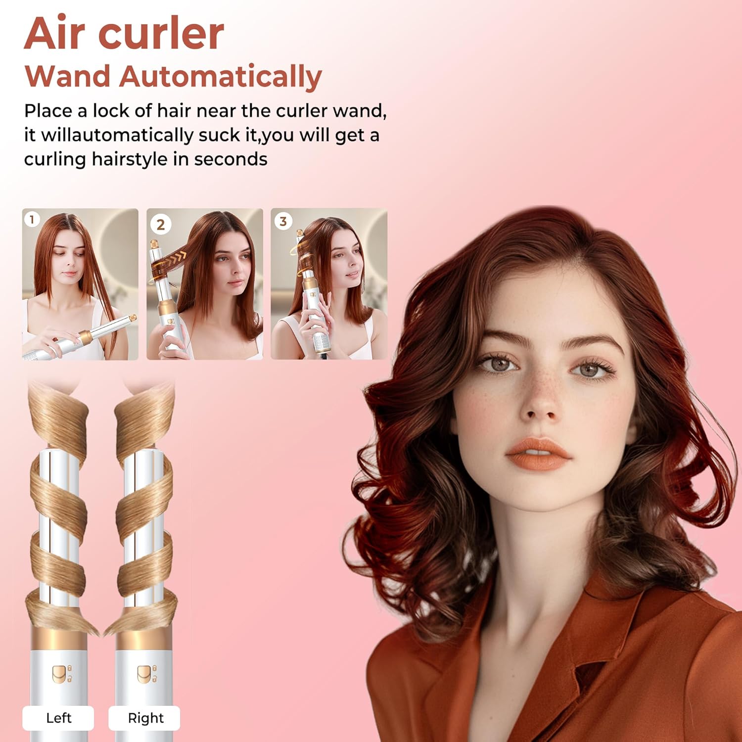 Detalle de MogaWave Airbrush Hair Styler 6 in 1 Magic Styler Pro – 360° Auto Curler & Dryer for All Hair Types