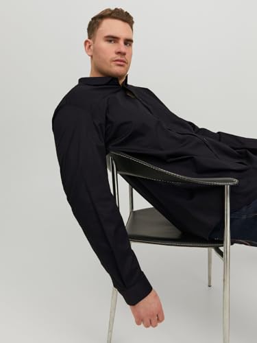 Detalle de JACK & JONES Jprblacardiff Shirt L/S Noos – Camicia Uomo Slim Fit nera, M