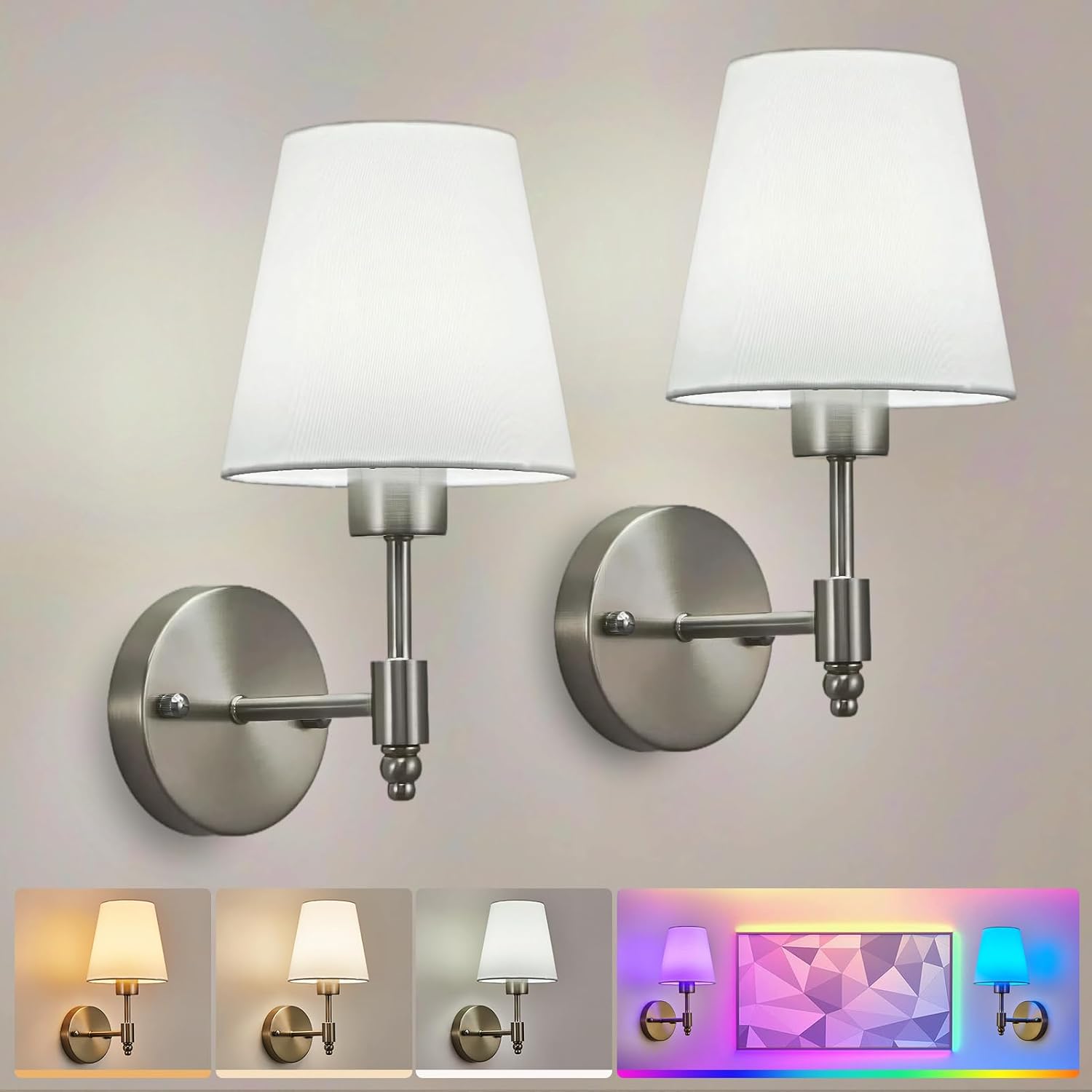 Detalle de HARPER LIVING Battery Operated Wall Lights Set