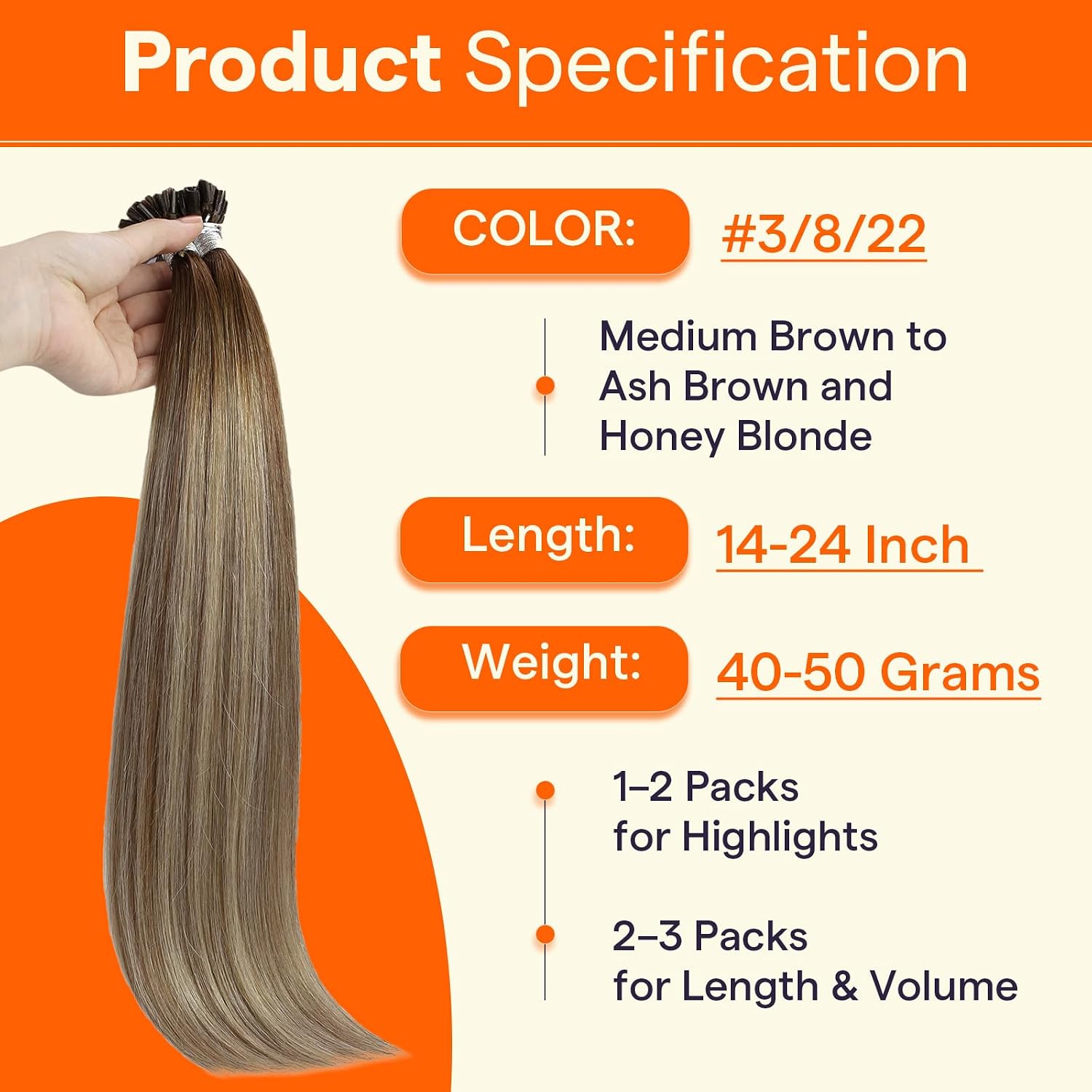 Thumbnail 3 de Full Shine U Tip 18-inch Balayage Hair Extensions 💇♀