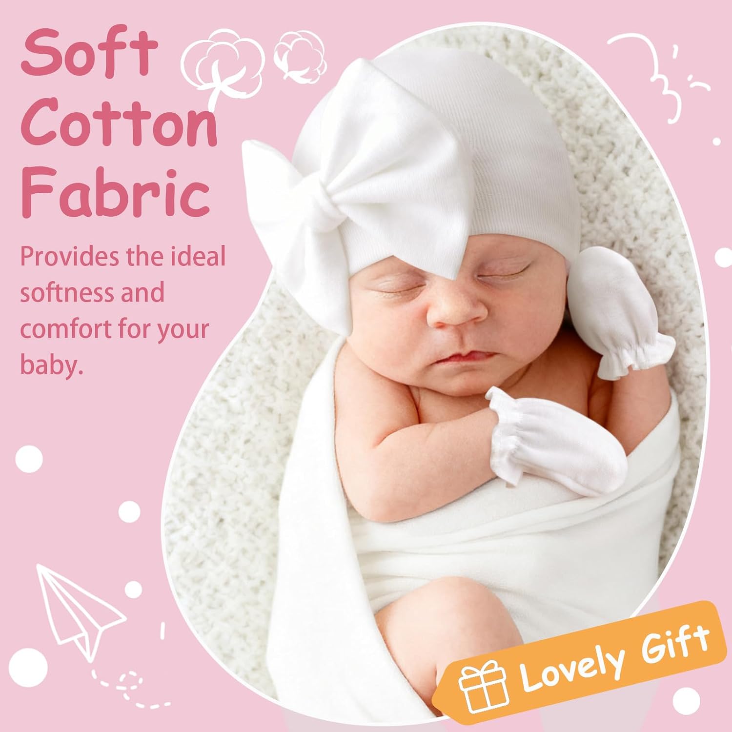 Detalle 2 de DRESHOW Newborn Hats Mittens Set