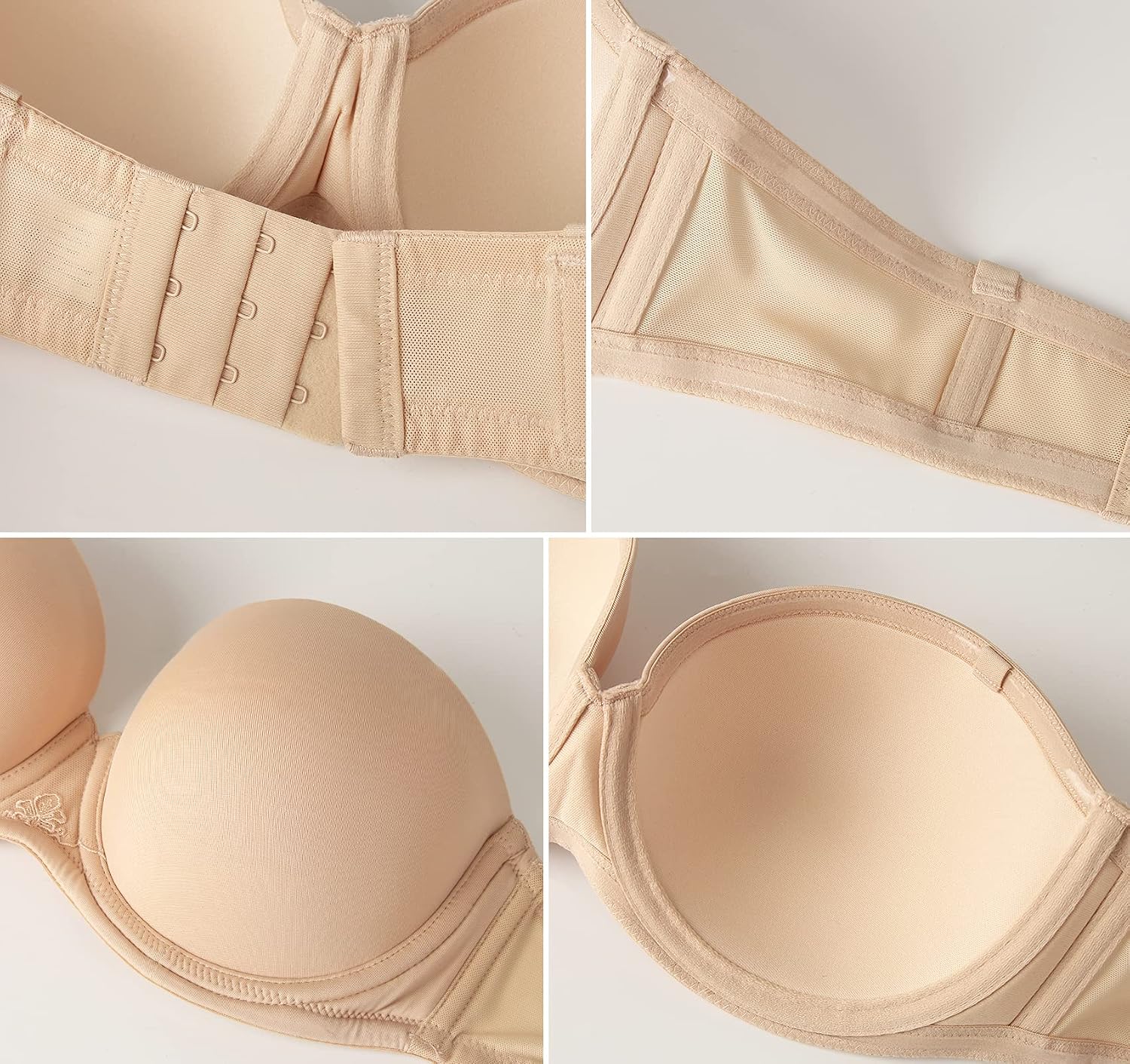 Detalle de DotVol Damen Trägerloser BH Rückenfrei – Push Up Büstenhalter mit geformten Cups für Abendkleider