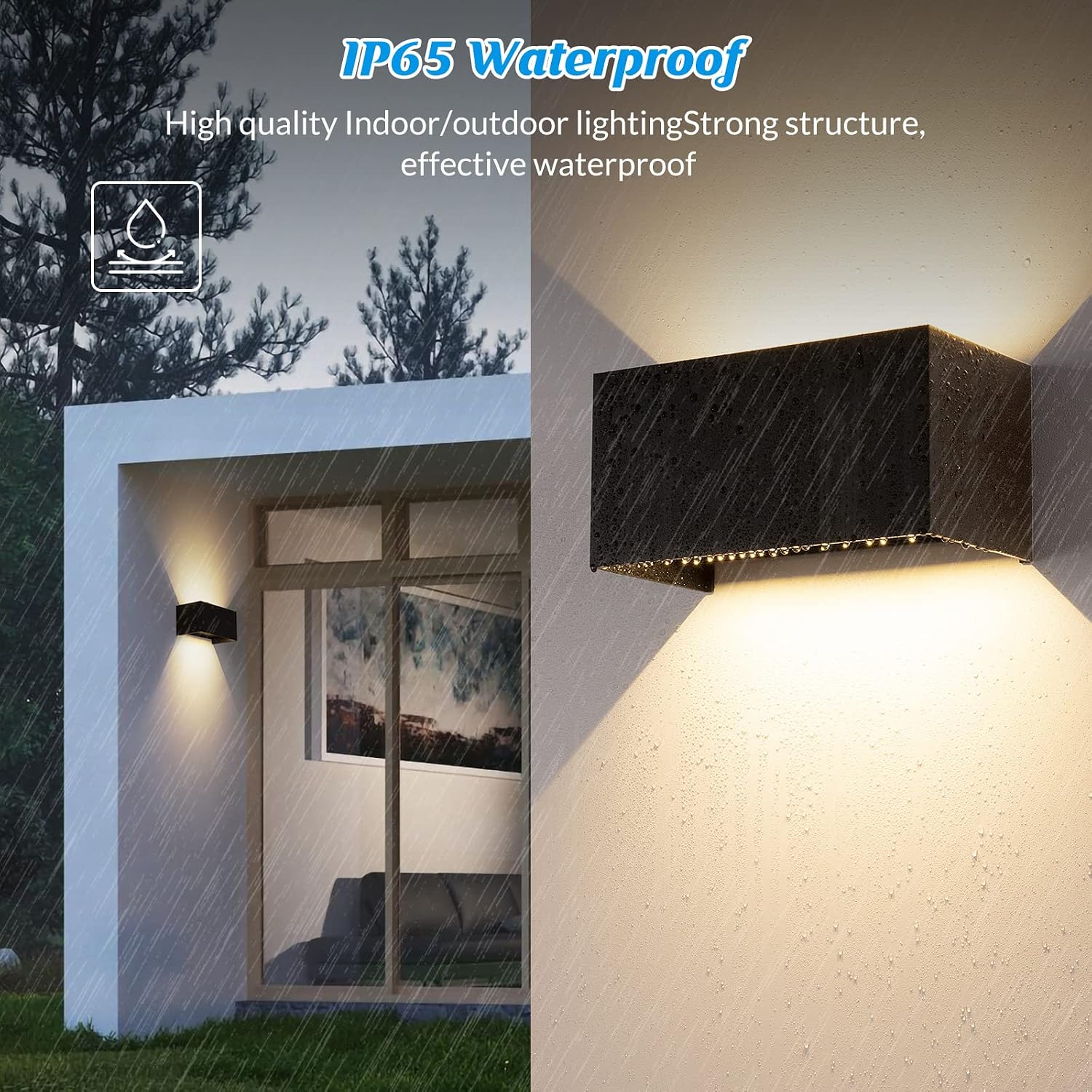Detalle de Cwycfw Applique da parete 24W IP65 bianco caldo 3000K con angolo del fascio regolabile