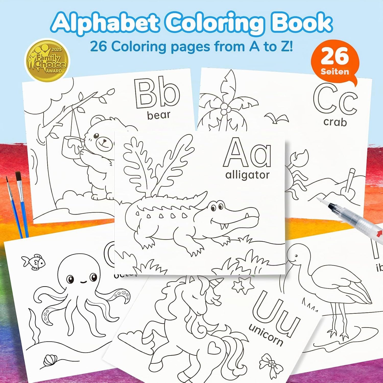 Thumbnail 1 de JoyCat Malbuch mit Wasserfarben – 3-in-1 Malset für Kleinkinder (3–8 Jahre) Blau