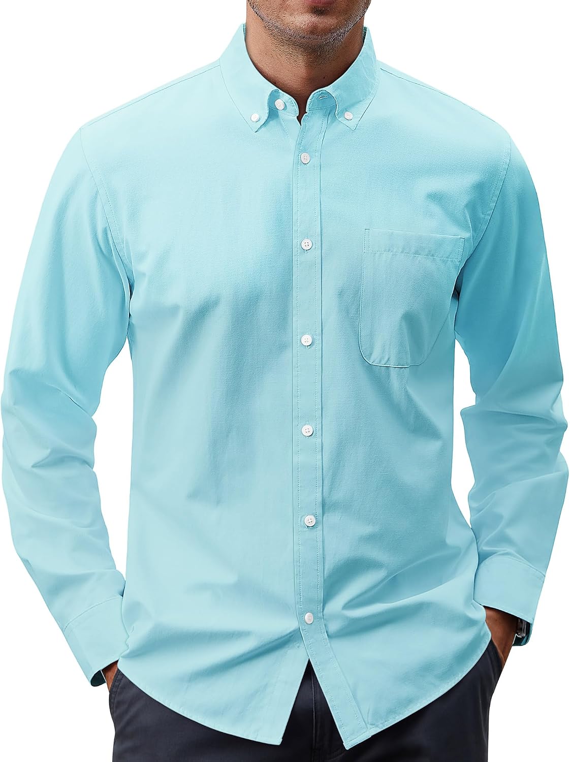 Thumbnail 3 de J.VER Men's Oxford Shirt Solid Button-Down Long Sleeve