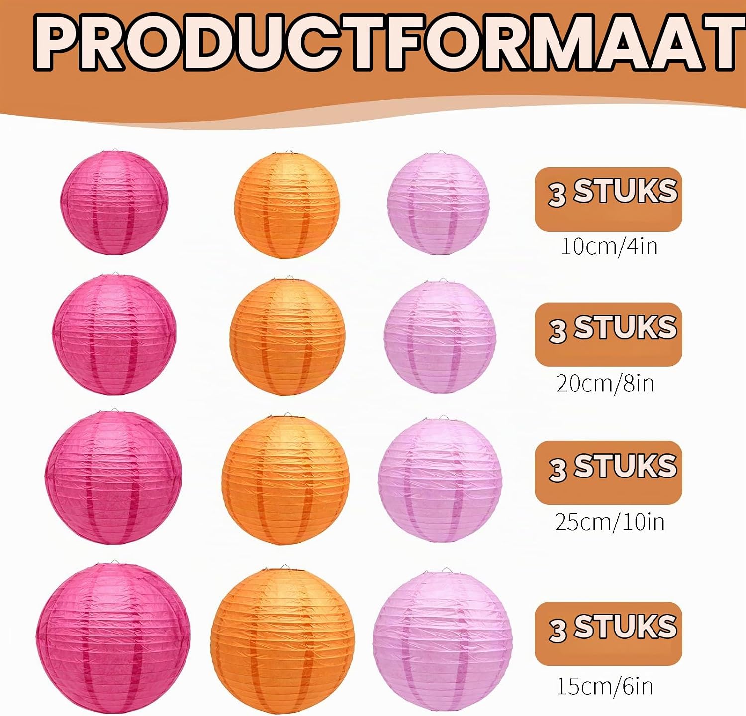 Thumbnail 1 de GVTCO GM03-Rot-gelb paper lantern12pcs papieren lampions, 4 maten