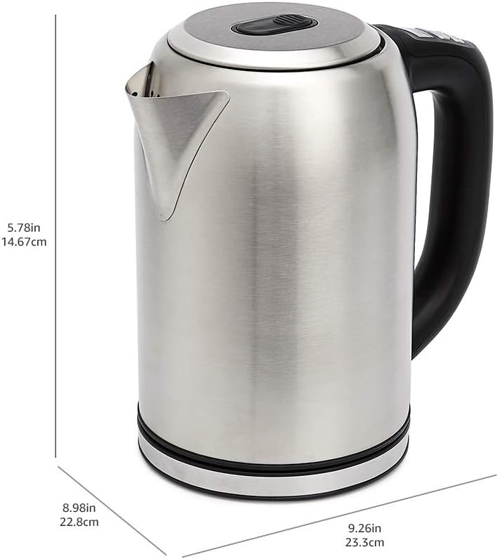Detalle de Amazon Basics Stainless Steel Kettle with Digital Display (1.7 L) with Strix Controller