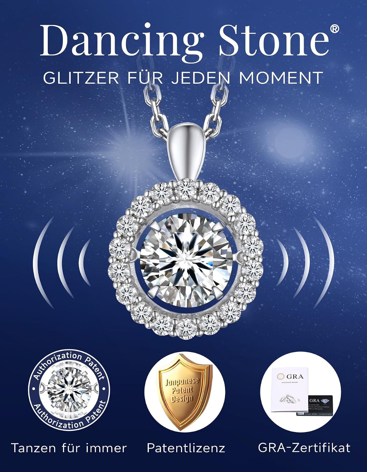 Detalle 1 de MomentWish Halskette Damen 1 Karat Moissanit