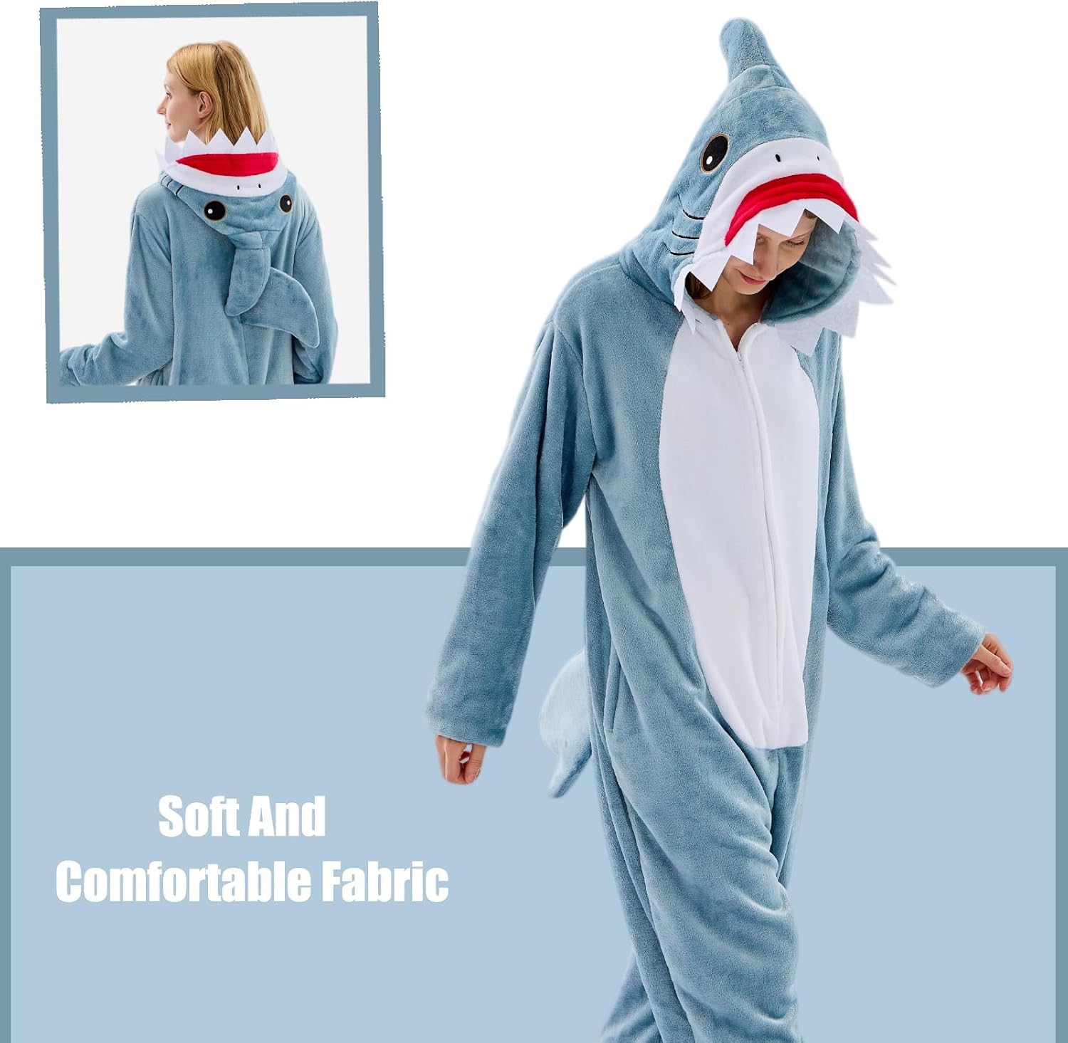 Thumbnail 1 de JUOLOET Unisex Adult Animal Onesie Pajamas with Hood and Side Pockets