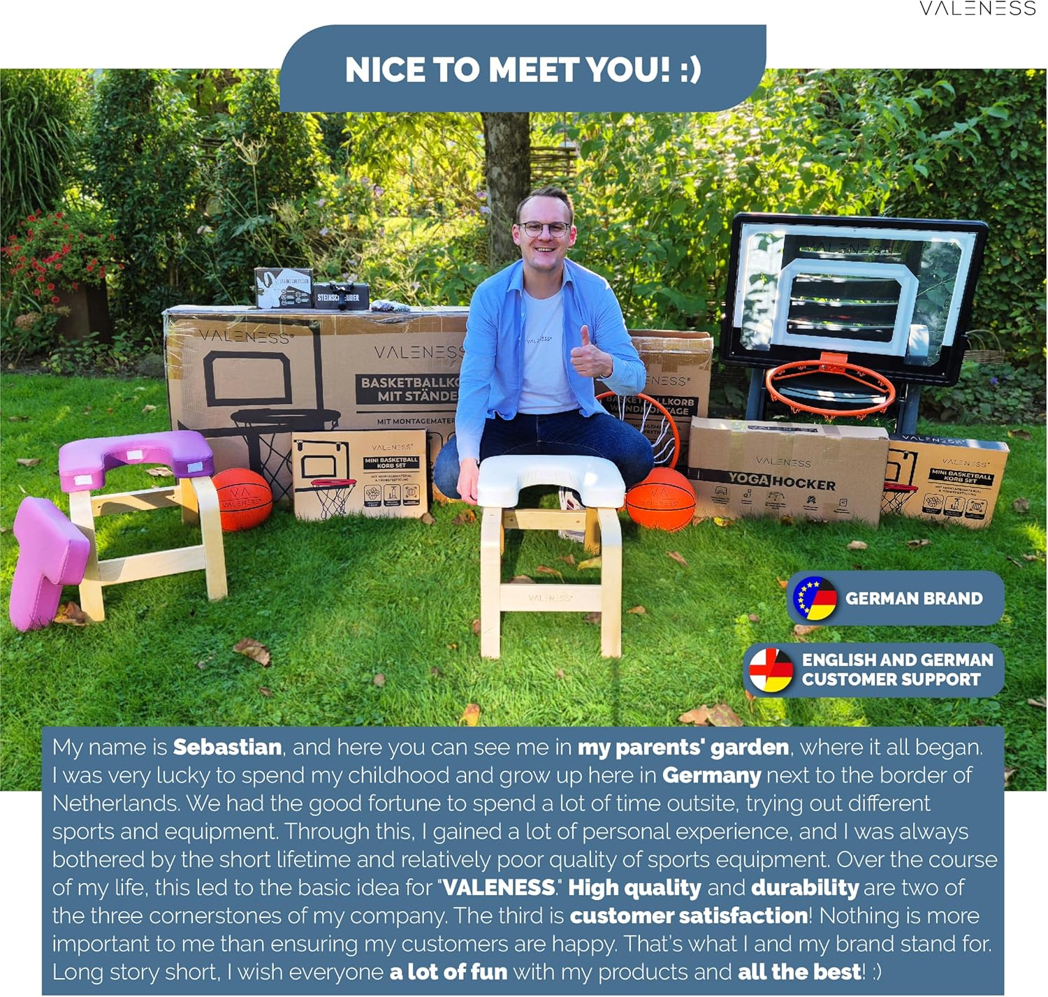 Thumbnail 6 de VALENESS sgabello yoga per verticali con cinturón, poster e yogablock fino a 150 kg