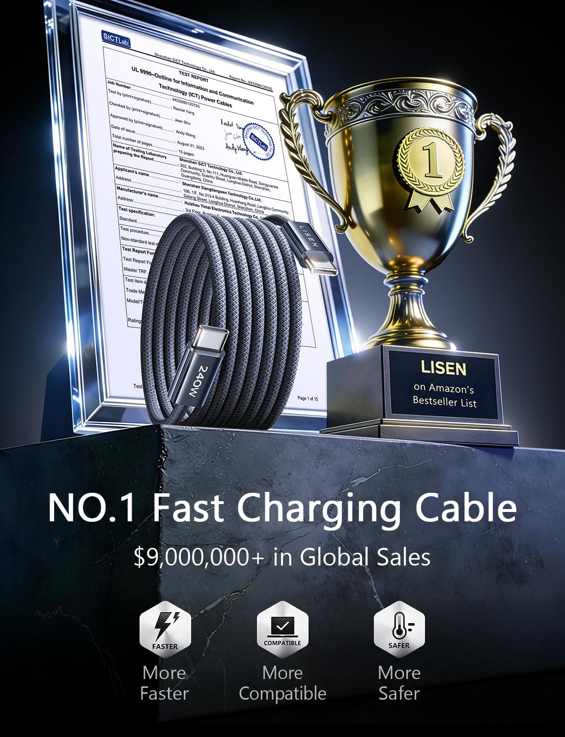 Thumbnail 1 de LISEN 240W USB‑C to USB‑C cable 2m pack