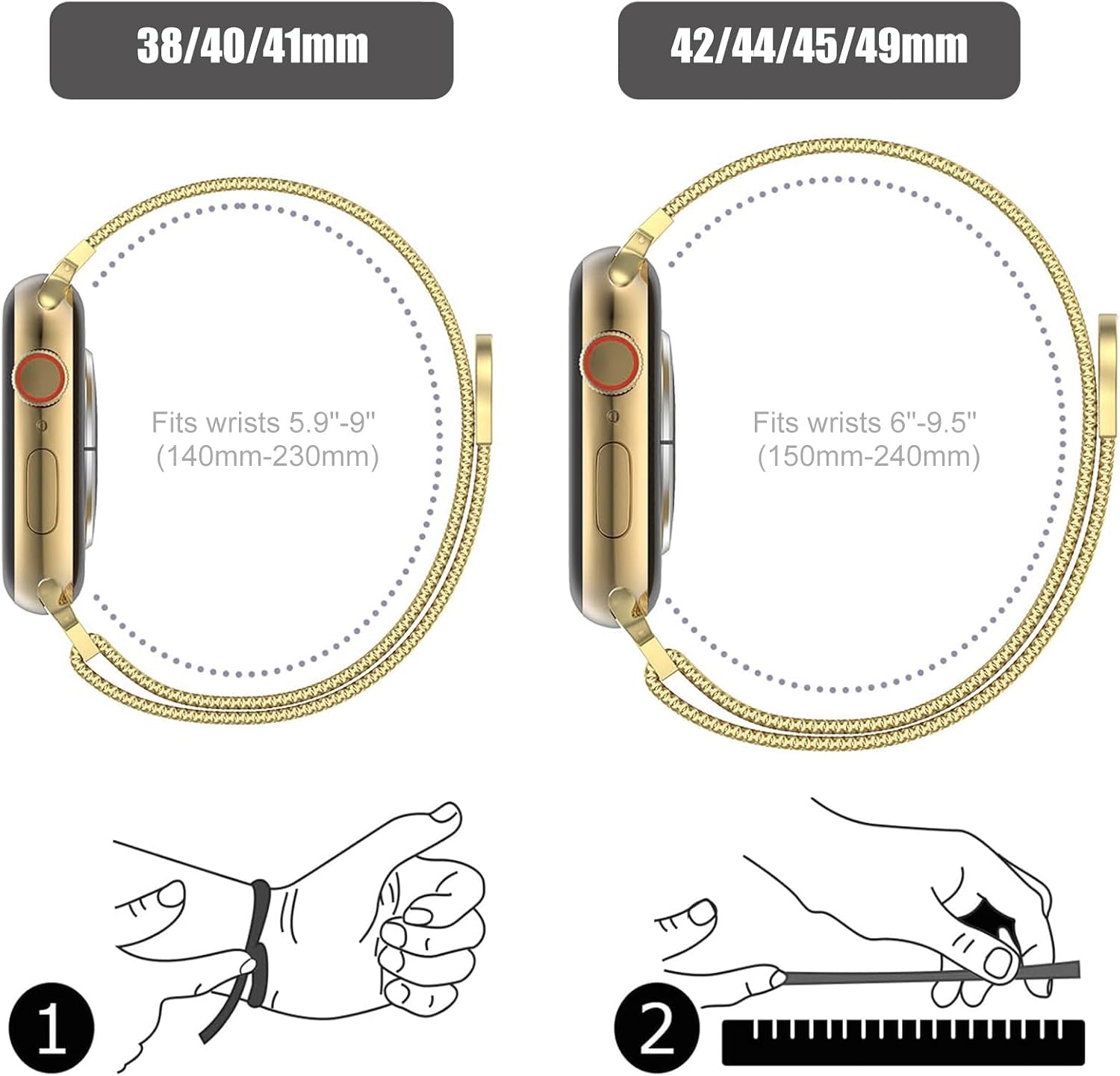 Detalle de Magnetic Band and Case for Apple Watch (40/41mm to 49mm) with Milanese Loop and Screen Protector