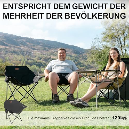 Thumbnail 6 de Symino Campingstuhl Faltbar mit Getränkehalter und Seitentasche – Anglersessel klappbar, 120 kg Traglast, Schwarz
