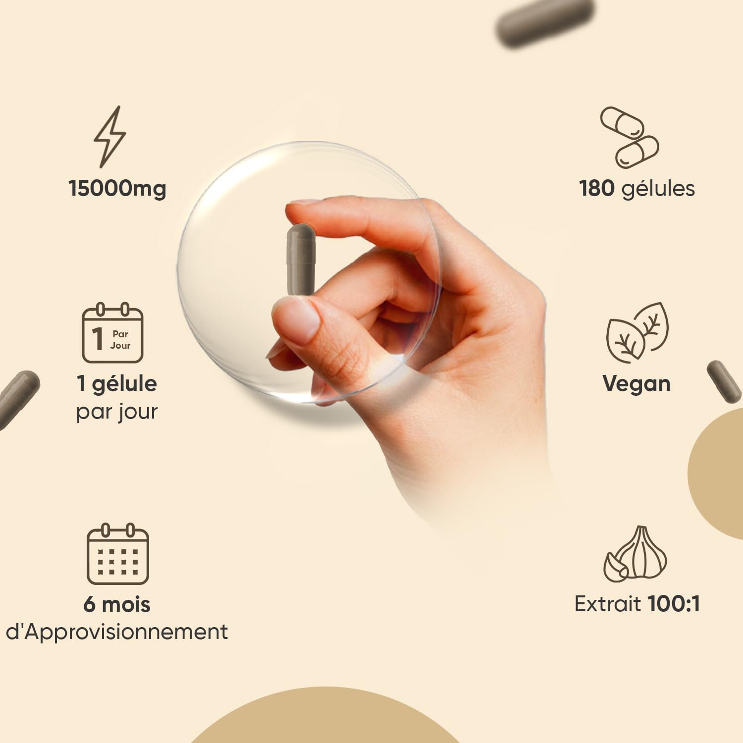 Detalle 2 de Ail noir fermenté 15000 mg 💊