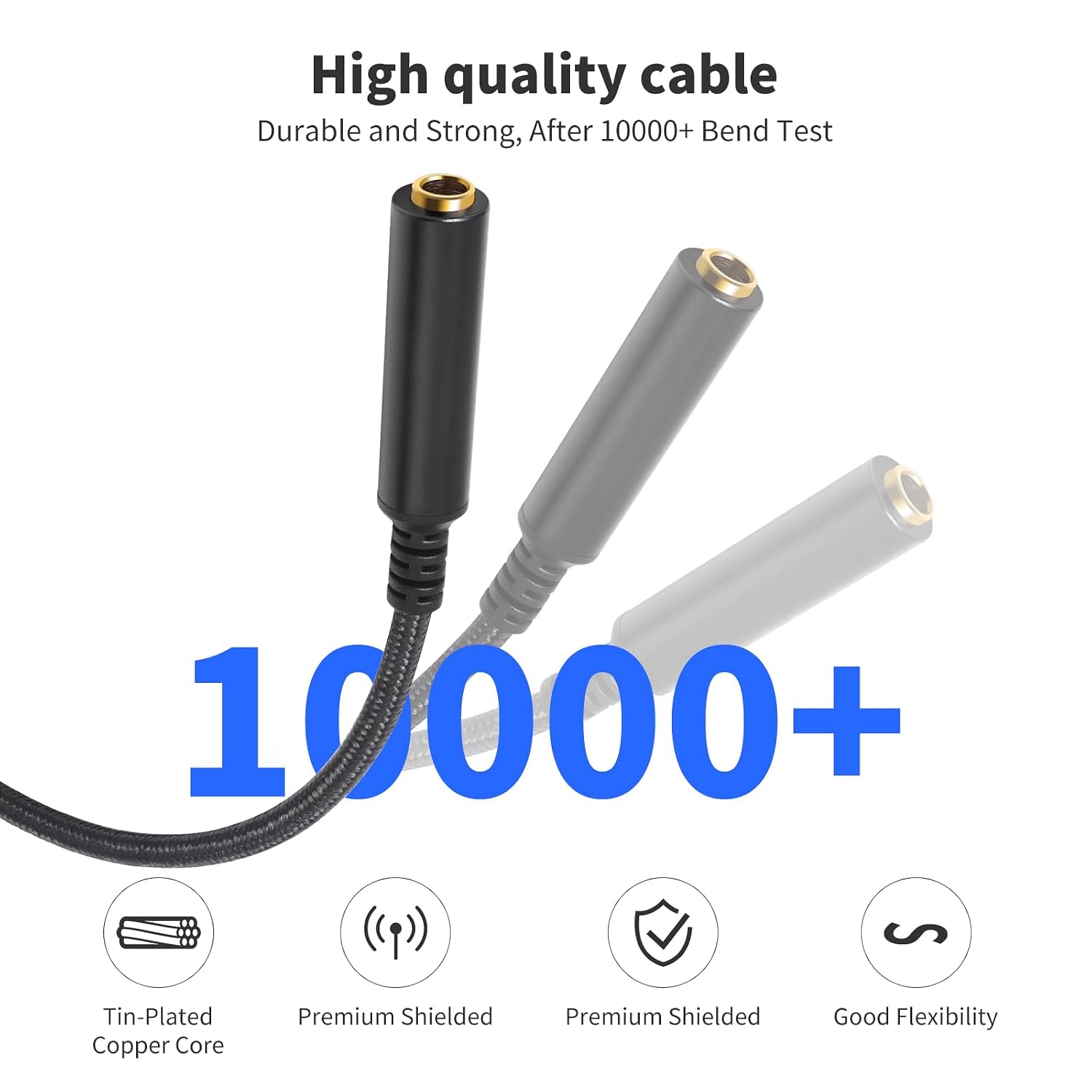 Detalle 2 de Lrbners 3719-03X2 1/4-Inch Y-Splitter Cable, Braided, 1-Foot, 2-Pack