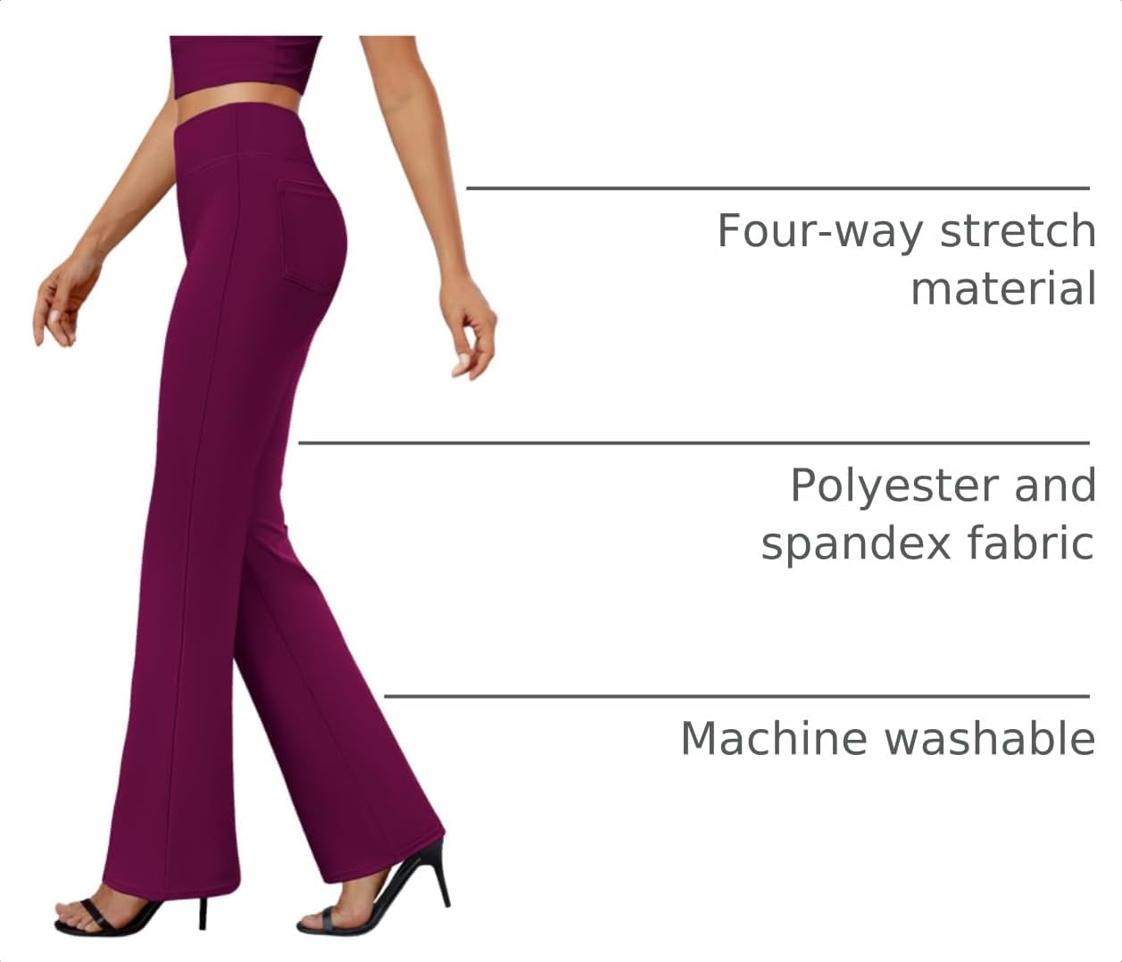 Detalle 2 de DLOODA Women's Bootcut Dress Pants, 80% Polyester