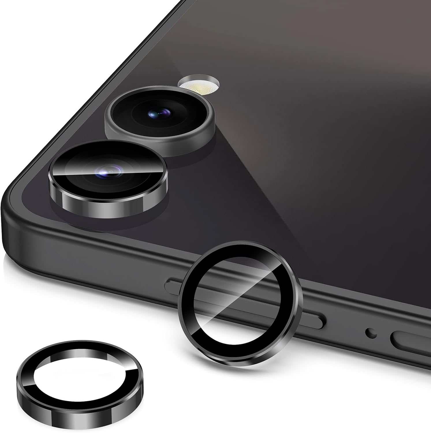 Detalle de Avocase Camera Lens Protector for Samsung Galaxy Z Flip 7 – 9H Tempered Glass with Black Metal Ring