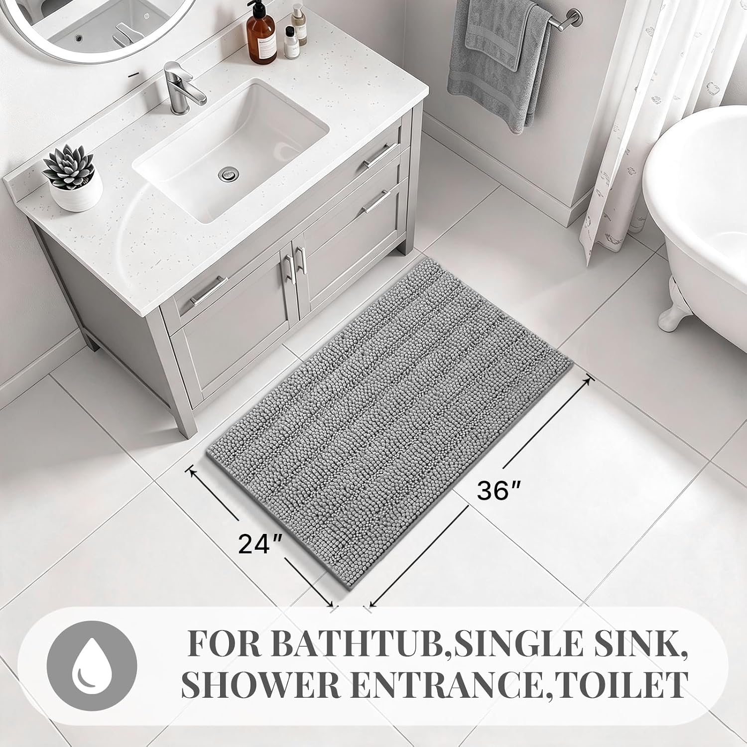 Detalle 2 de Bcoimo Chenille Bath Rug 36x24