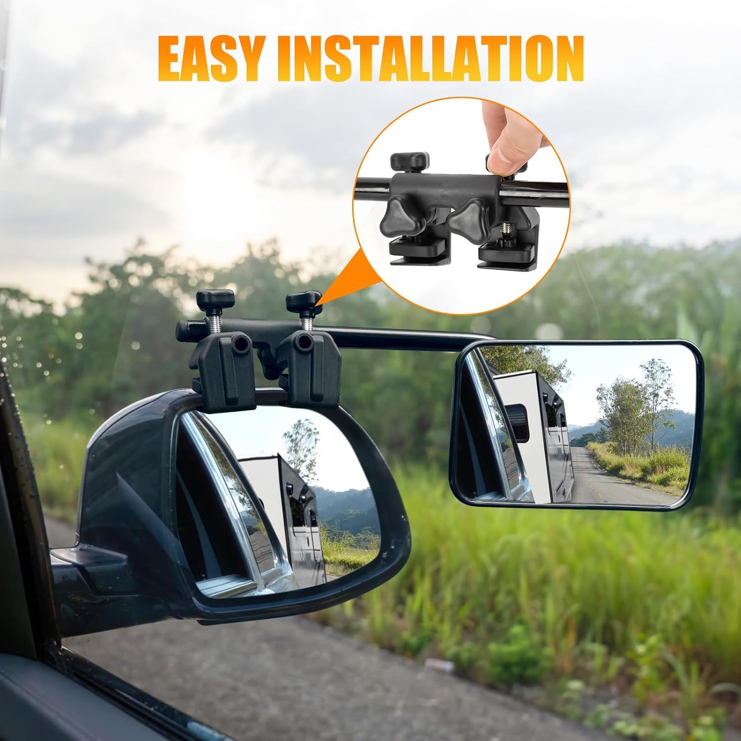 Detalle 2 de 2er-Set Universaler Außenrückspiegel für Wohnwagen – 360° verstellbar, robustes Caravanspiegel-Set