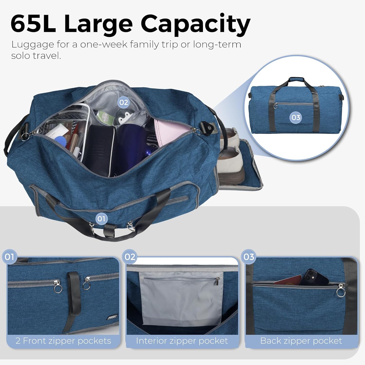 Detalle 2 de Fmeida 65L Foldable Duffle Bag