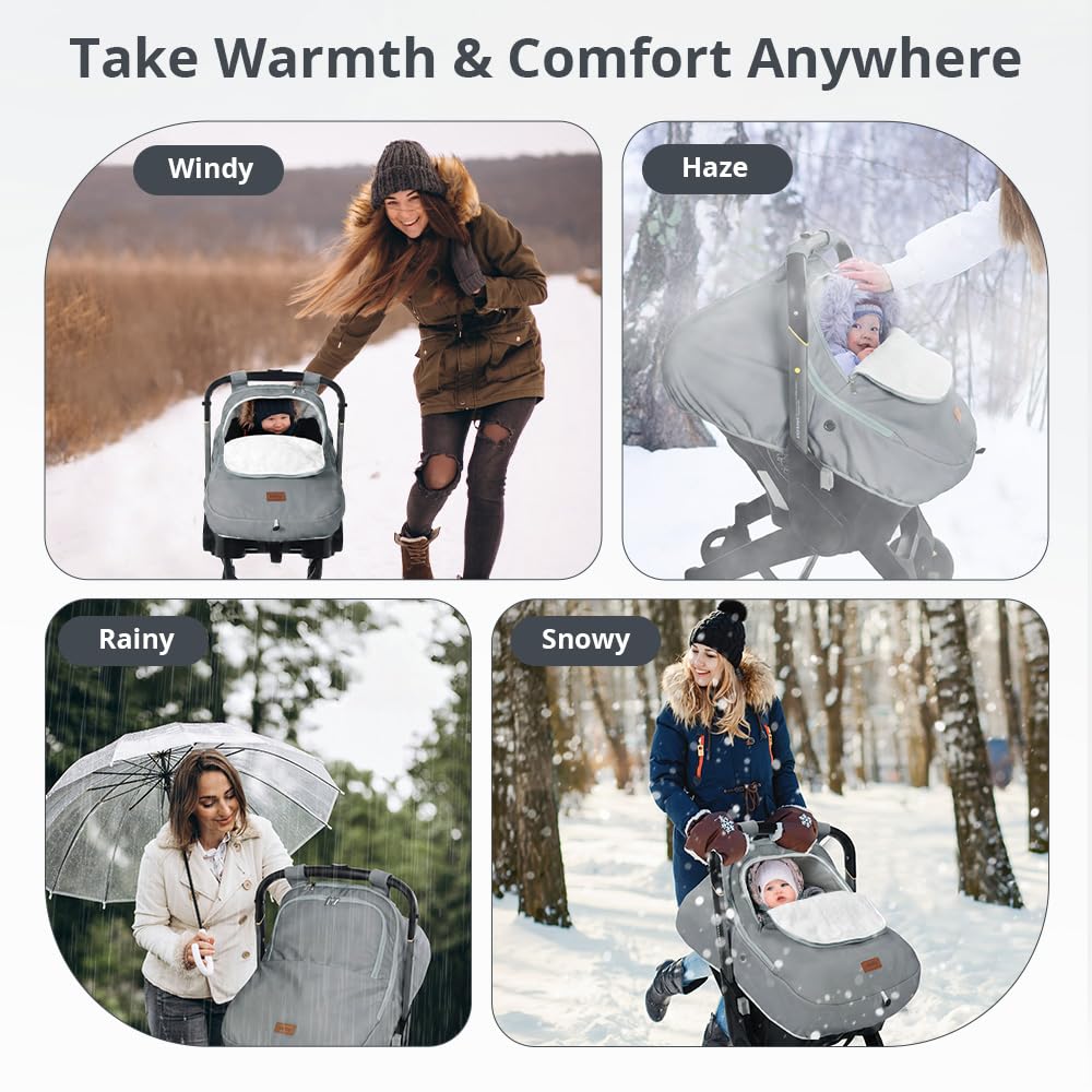 Thumbnail 6 de Bioby BG-CSC-12 Winter Baby Car Seat Cover with Fleece Lining, Gray