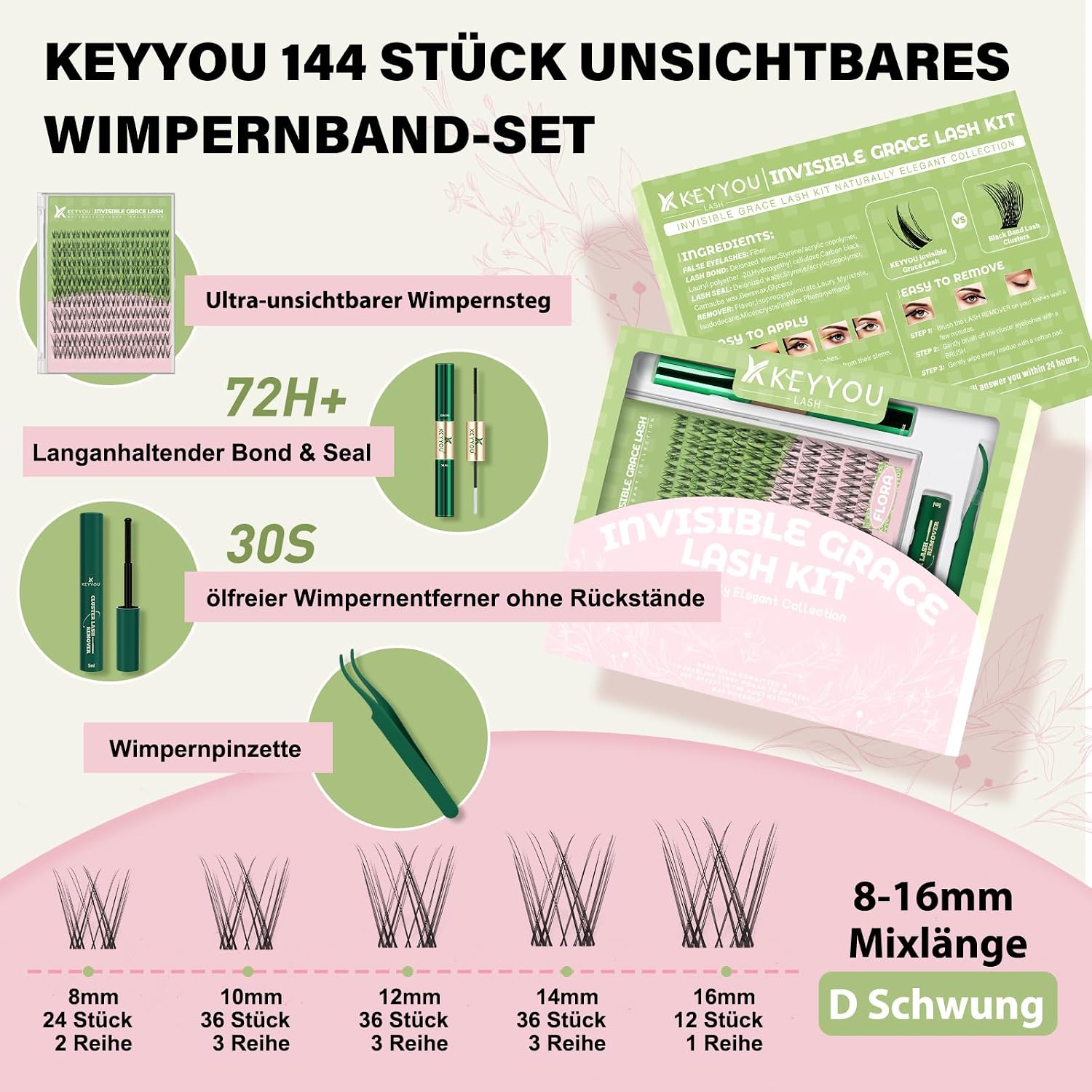 Detalle 2 de KEYYOU Angel Lash Clusters Kit Wimpern