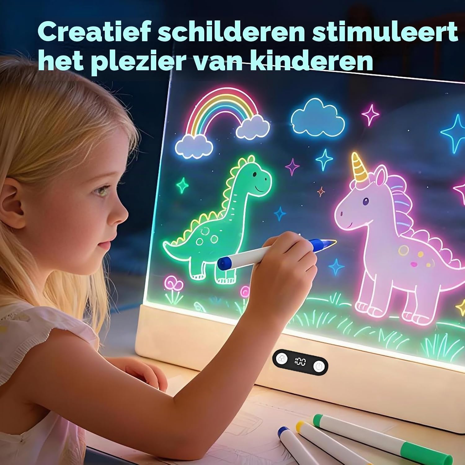 Thumbnail 4 de Anmossi JSK-X08 LED-tekenbord voor kinderen, 35 x 26 cm, 8 kleuren